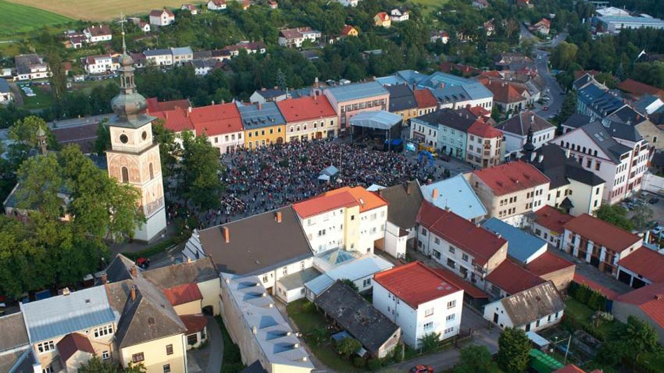 View of the city Nové Město na Moravě from the sky