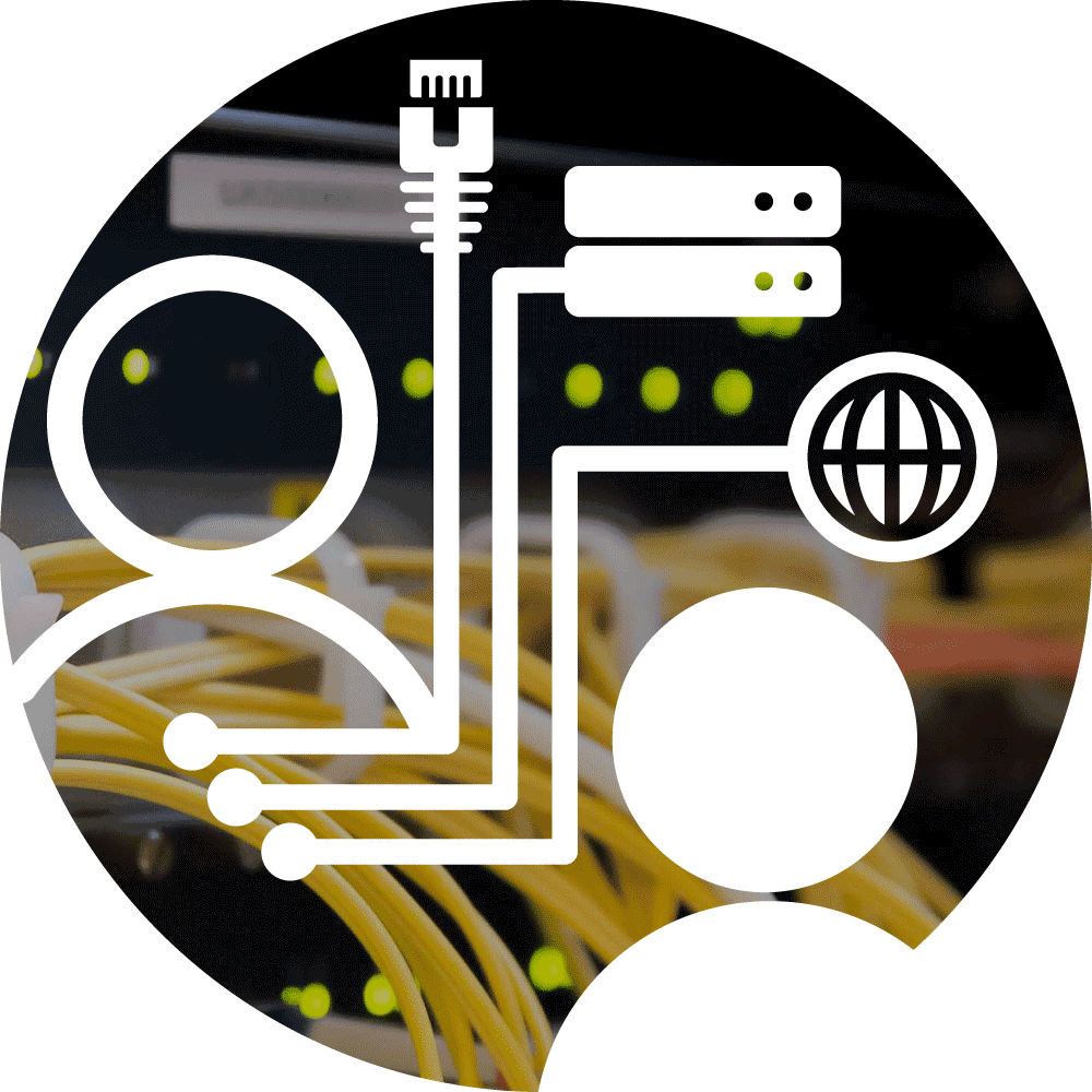 Icon XL of K-net service Garantované sluzby with view on server and cables