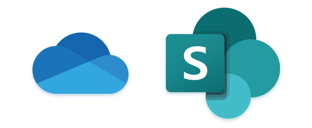 logo sluzeb, které K-net používá, OneDrive a Sharepoint