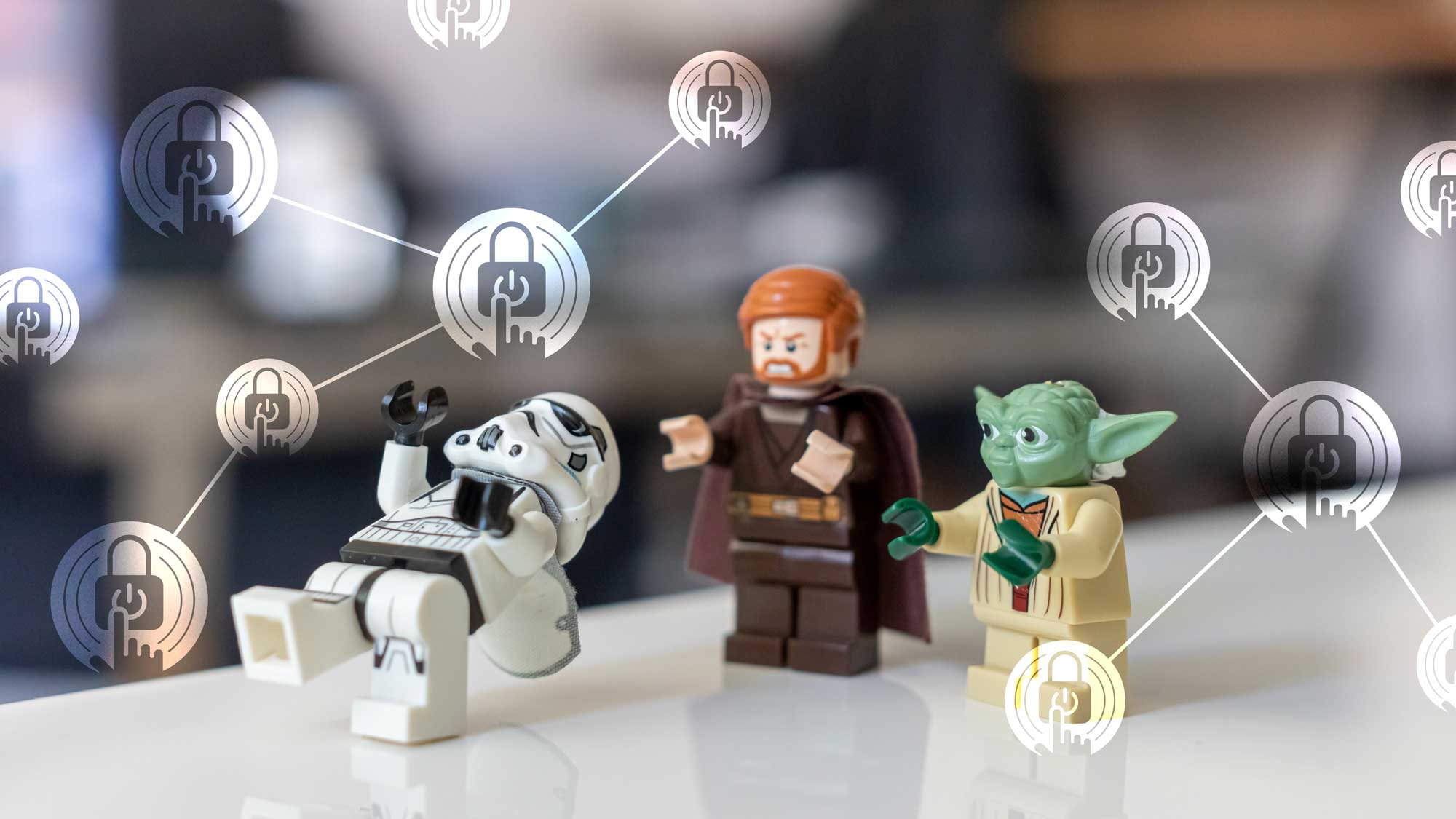 banner zobrazující jedi a Yoda bojující s Stormtrooperem, v popředí ikony netDispatcher