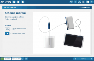 žákovská úloha měření teploty kapaliny v softwaru Pasco