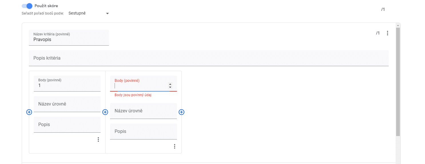 Hodnocení dle rubrik v Google Classroom